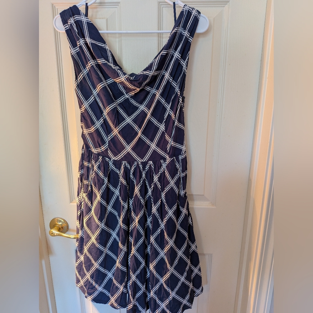 💲⬇️Louche Navy and White Checkered Midi Dress